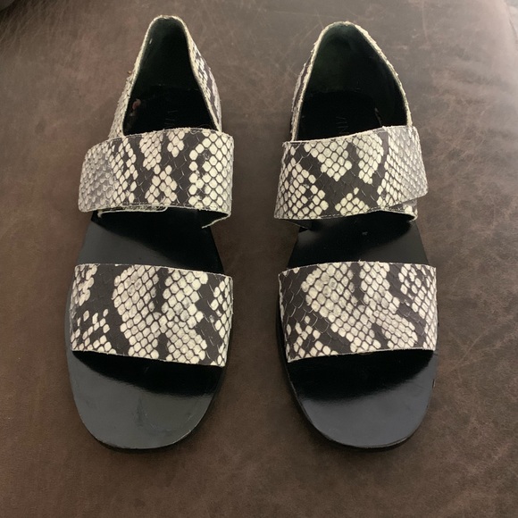 Vince Salina Python-Print Sandal, Black/White - Picture 2 of 5